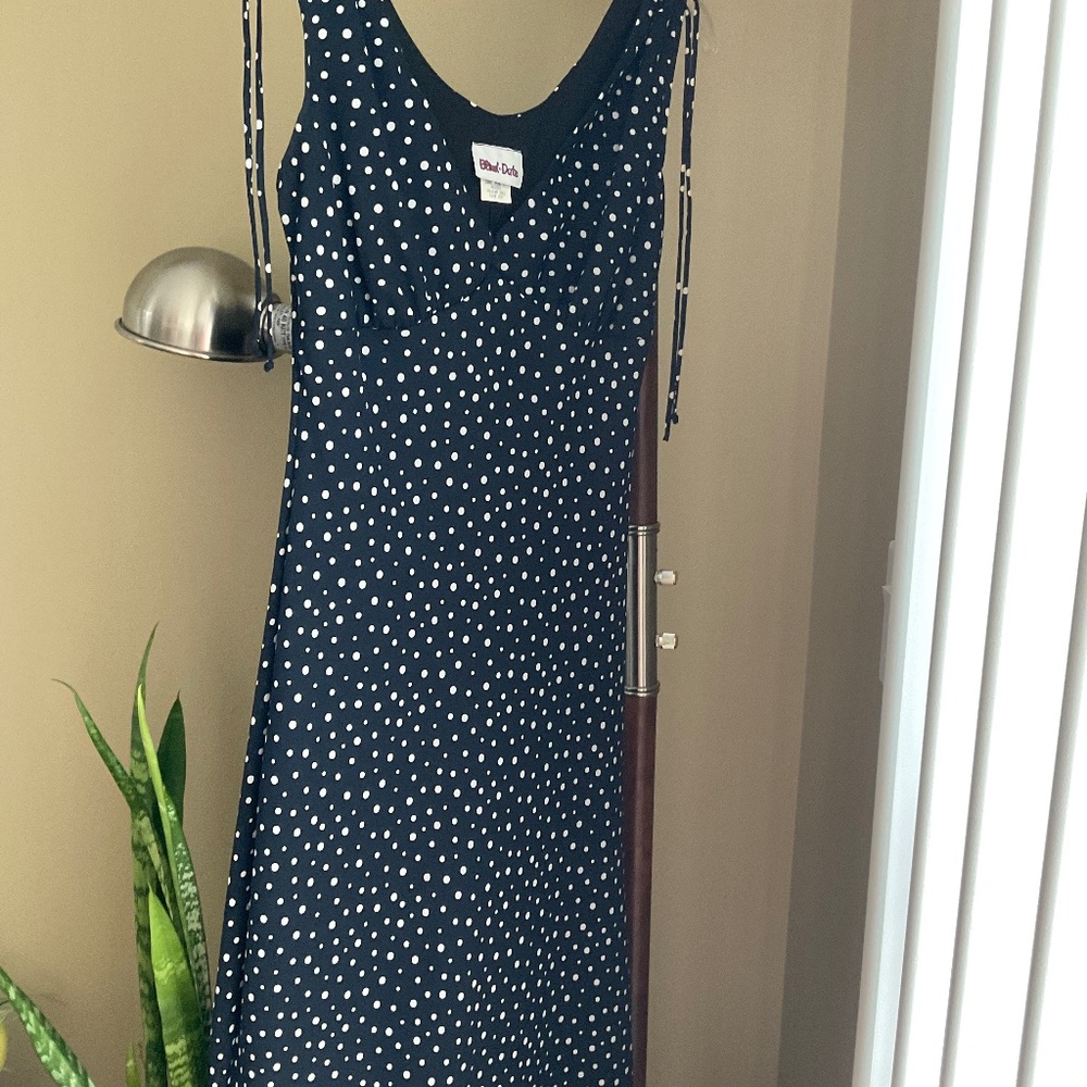 Blind Date Navy Blue Polka Dot Dress